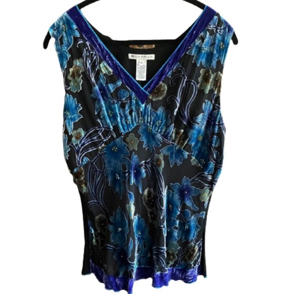 Telluride Clothing Co. Tops - Telluride Clothing Co. Burnt velvet jewel coloured silk blend tank tunic top